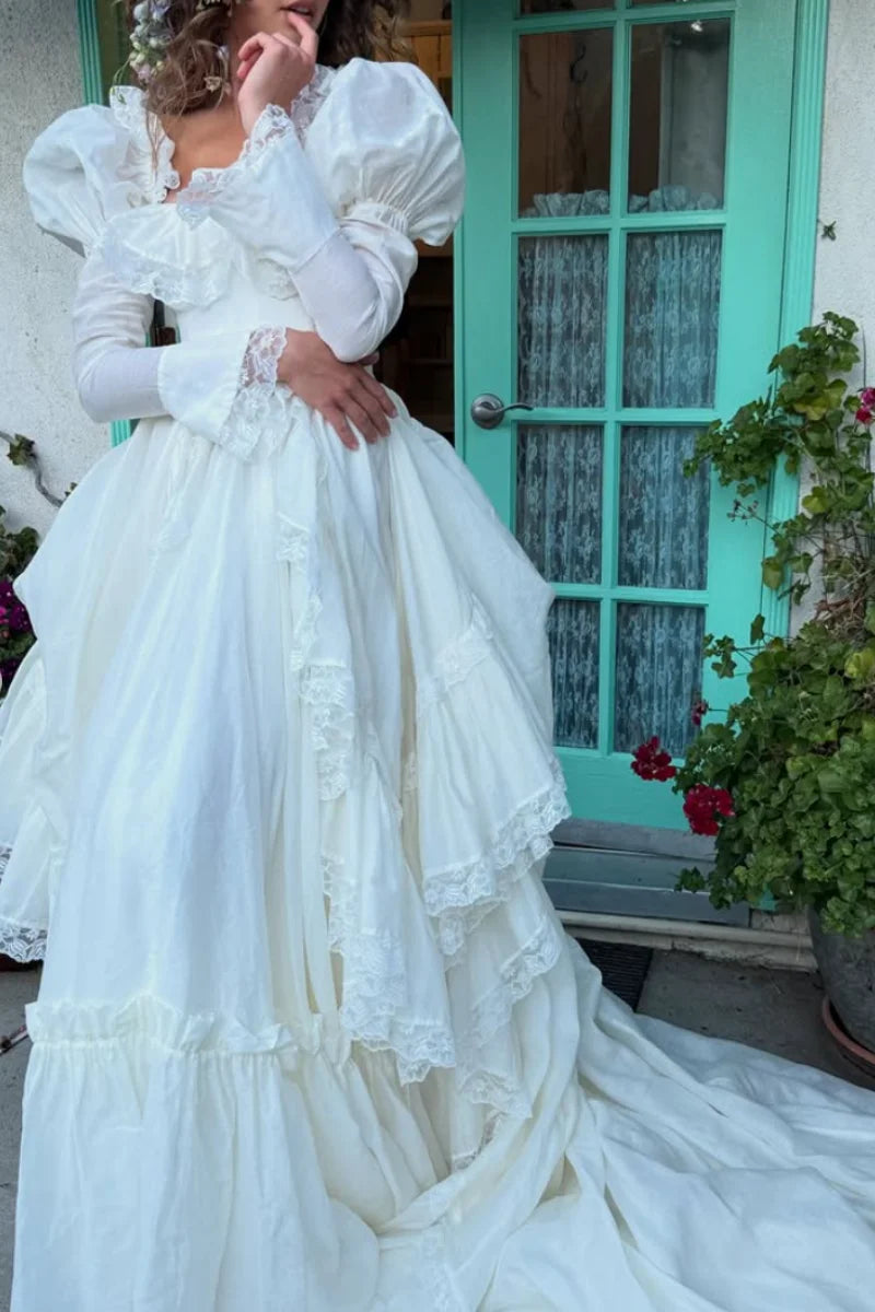 Jessica Sweet Princess Evening Dresses Long Sleeves White Prom Dresses