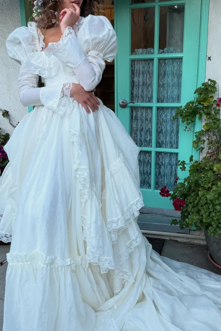 Jessica Sweet Princess Evening Dresses Long Sleeves White Prom Dresses