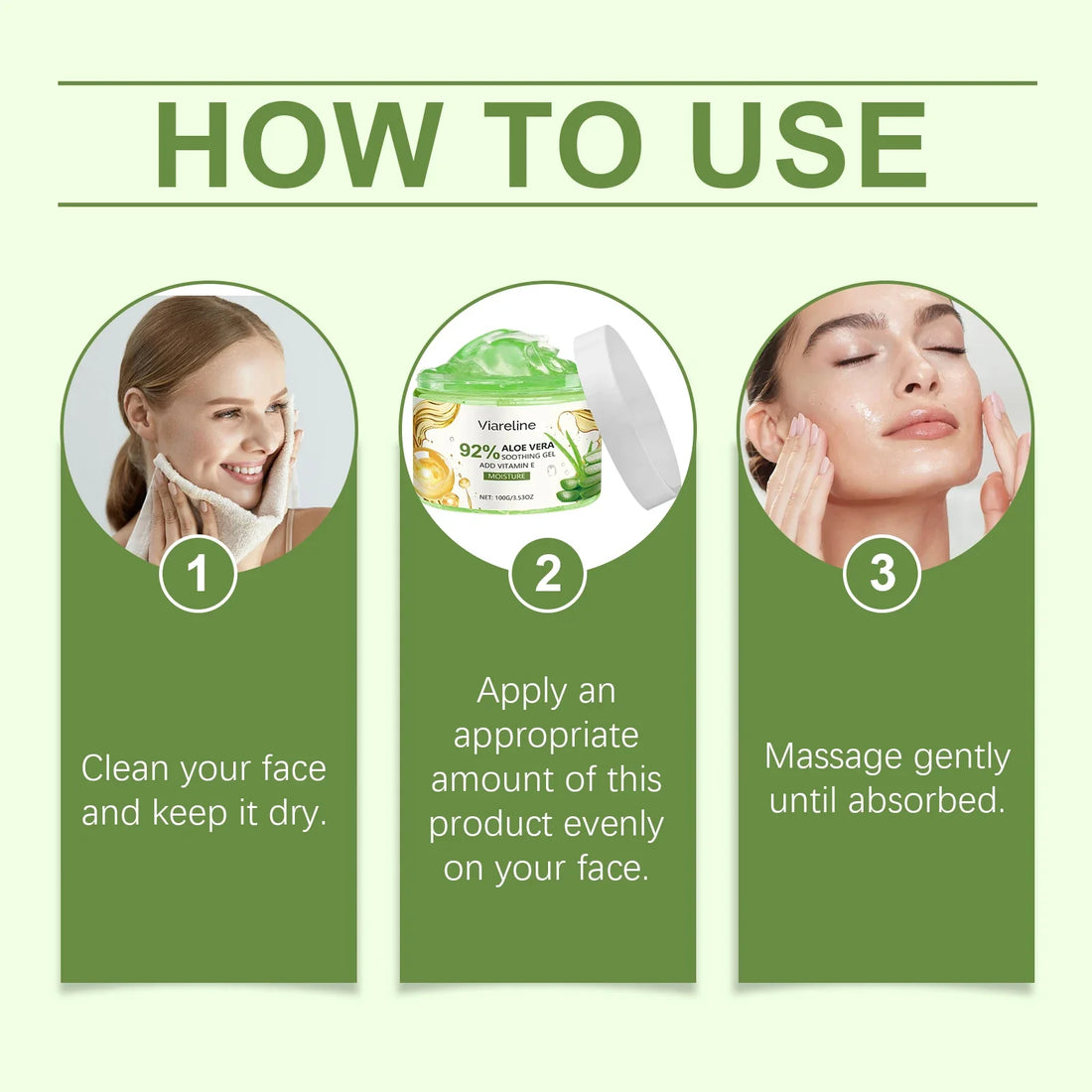 Viareline Aloe Vera Facial Care Gel Lasting Moisturizing Relief Smoothing Gel