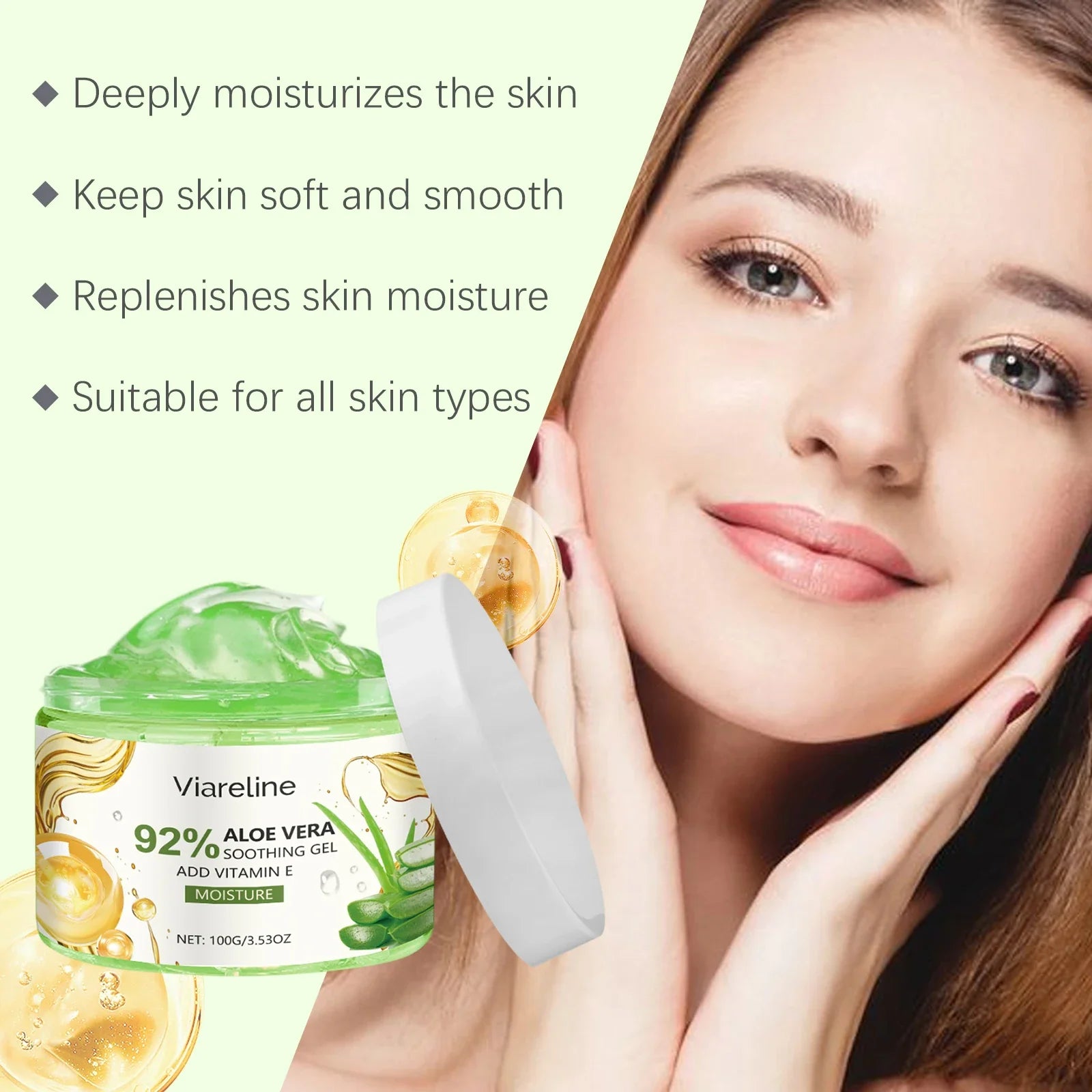 Viareline Aloe Vera Facial Care Gel Lasting Moisturizing Relief Smoothing Gel