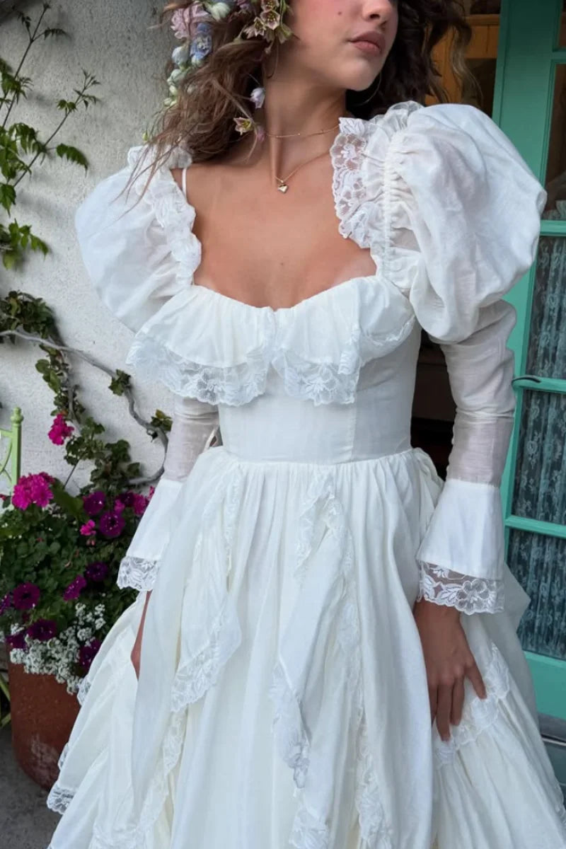 Jessica Sweet Princess Evening Dresses Long Sleeves White Prom Dresses