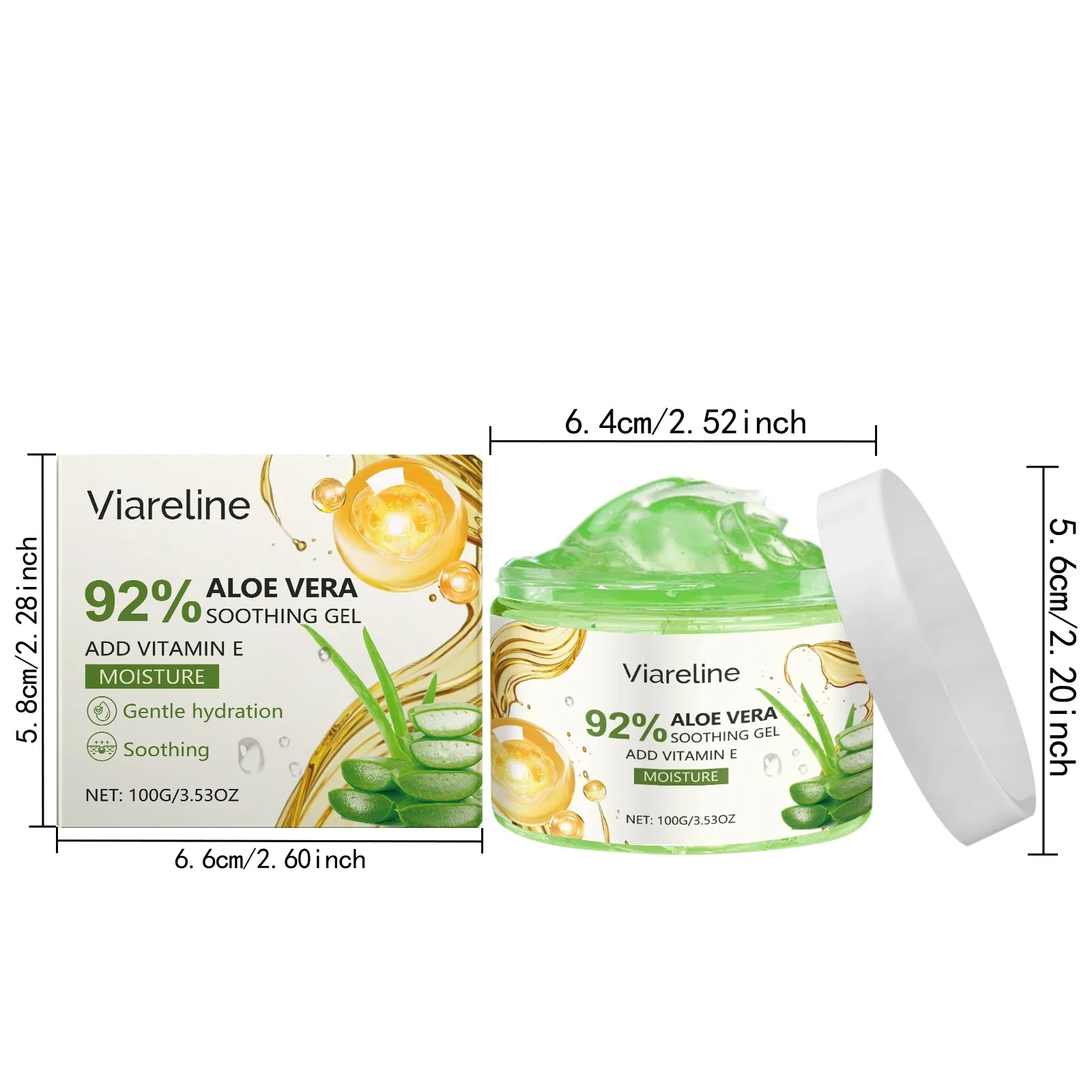 Viareline Aloe Vera Facial Care Gel Lasting Moisturizing Relief Smoothing Gel