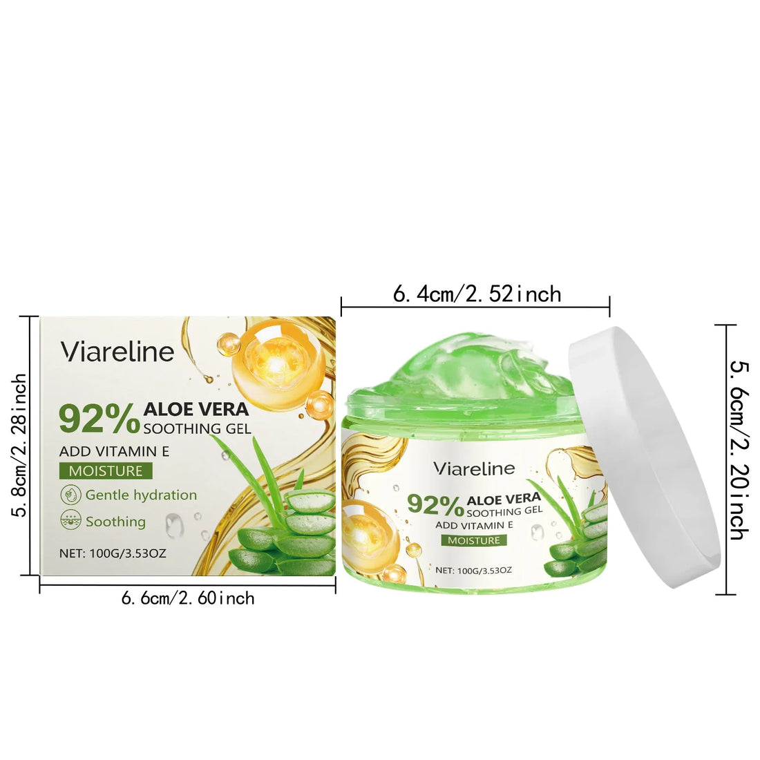 Viareline Aloe Vera Facial Care Gel Lasting Moisturizing Relief Smoothing Gel