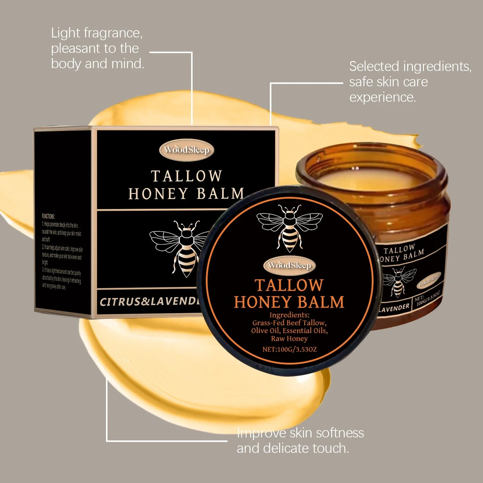 Tallow Honey Balm Nourishing Deeply The Skin, Adjusting Skin Color