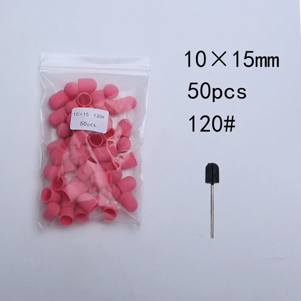 Nail Sanding Bands Caps Nail Drill Bit With Mandrel Pedicure Clean Tool