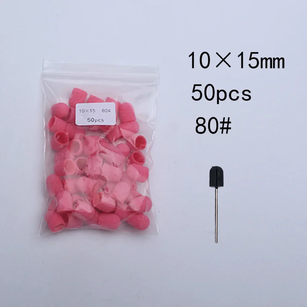 Nail Sanding Bands Caps Nail Drill Bit With Mandrel Pedicure Clean Tool