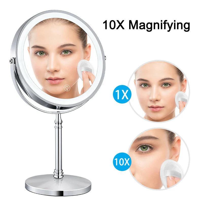 Gold Makeup Mirror With Light USB Charging Magnifying Vanity Mirror