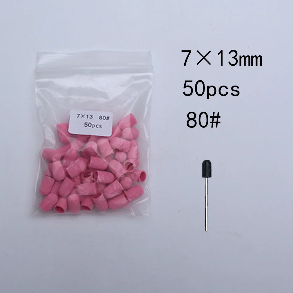Nail Sanding Bands Caps Nail Drill Bit With Mandrel Pedicure Clean Tool
