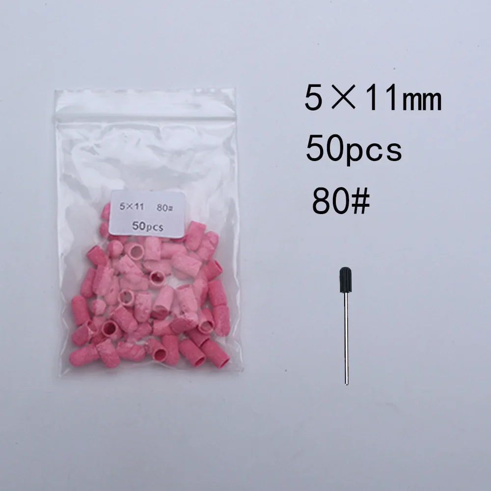Nail Sanding Bands Caps Nail Drill Bit With Mandrel Pedicure Clean Tool