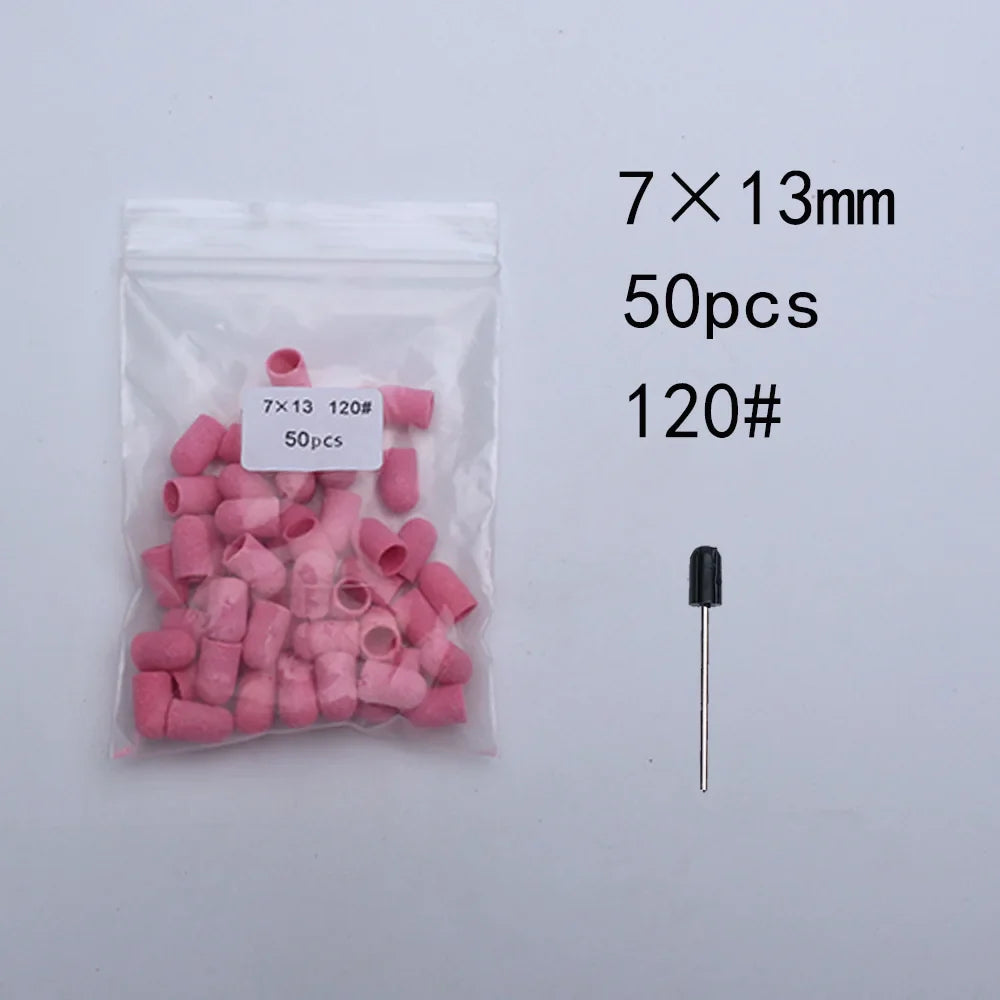 Nail Sanding Bands Caps Nail Drill Bit With Mandrel Pedicure Clean Tool
