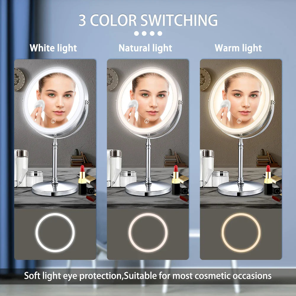 Gold Makeup Mirror With Light USB Charging Magnifying Vanity Mirror