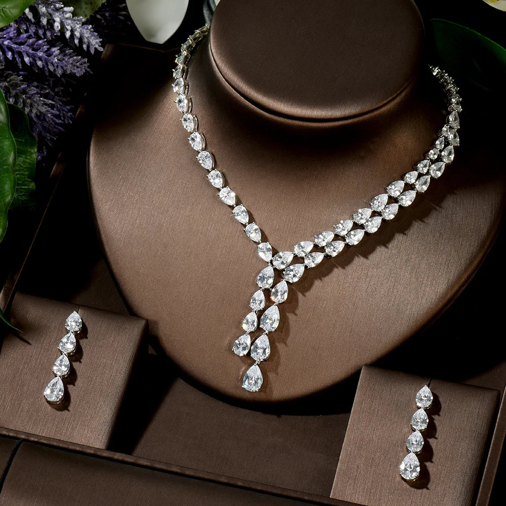 HIBRIDE Clear Best Quality Brilliant Crystal Zircoina Earrings Bridal Jewelry
