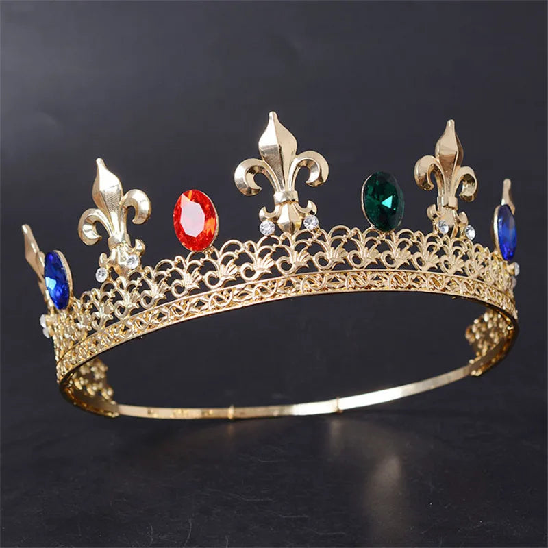 Adjustable Round Wedding King Tiara Crown Headpiece Hair Ornaments