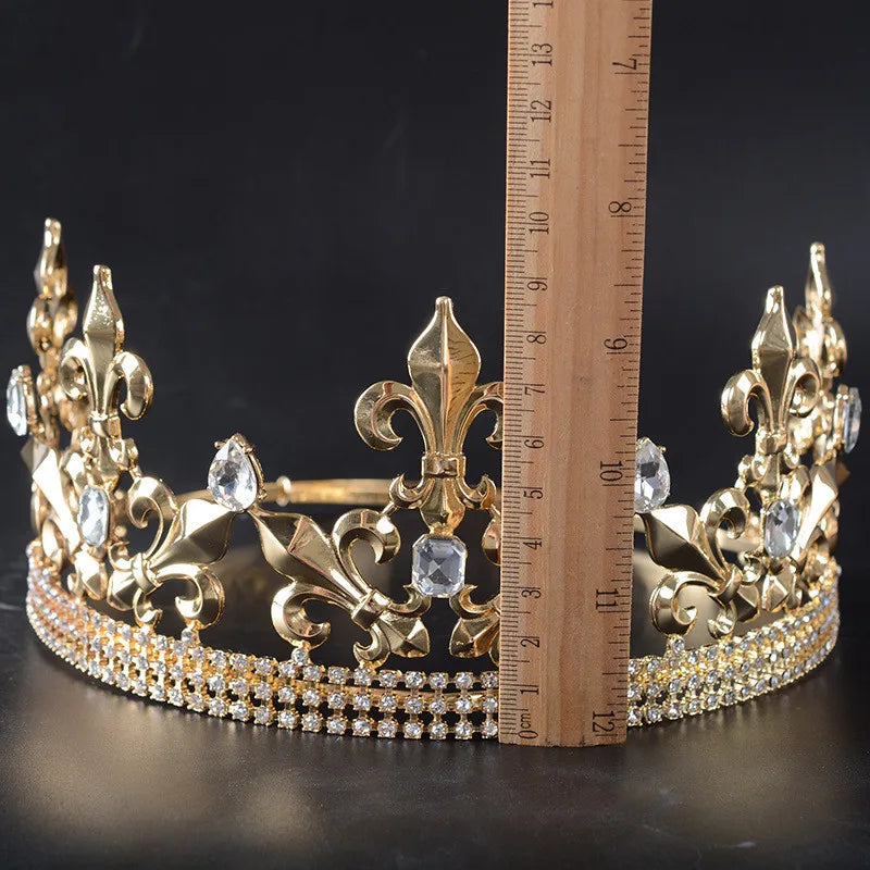 Adjustable Round Wedding King Tiara Crown Headpiece Hair Ornaments