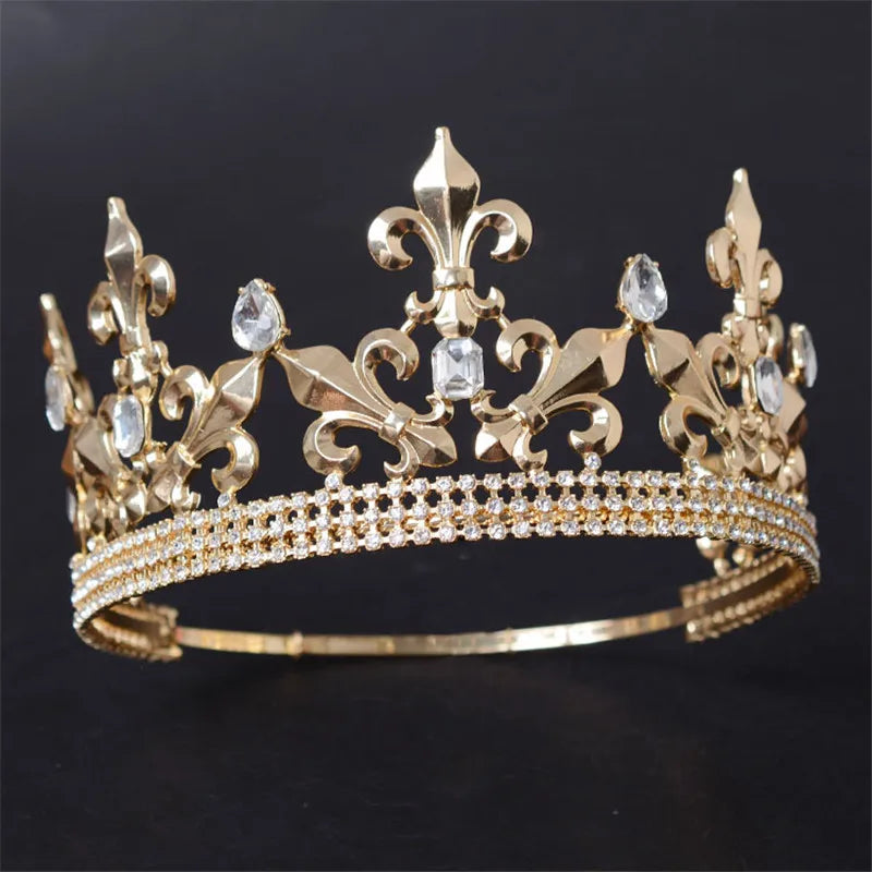 Adjustable Round Wedding King Tiara Crown Headpiece Hair Ornaments