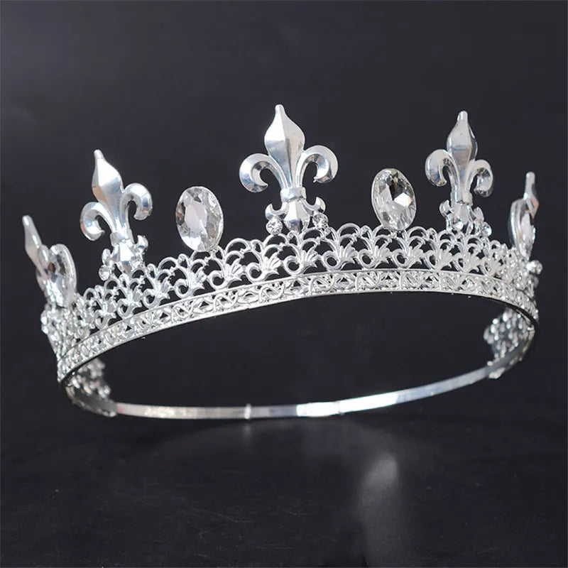 Adjustable Round Wedding King Tiara Crown Headpiece Hair Ornaments