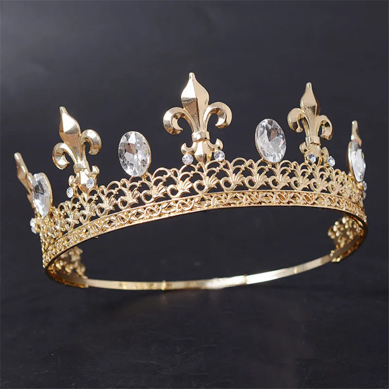 Adjustable Round Wedding King Tiara Crown Headpiece Hair Ornaments