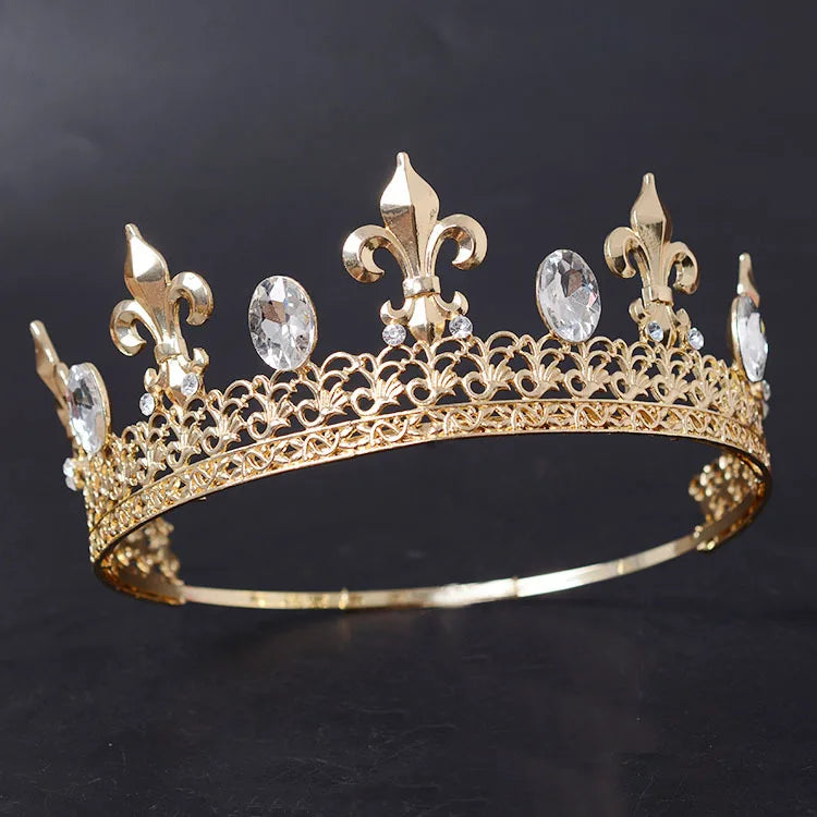 Adjustable Round Wedding King Tiara Crown Headpiece Hair Ornaments
