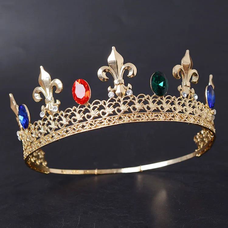Adjustable Round Wedding King Tiara Crown Headpiece Hair Ornaments