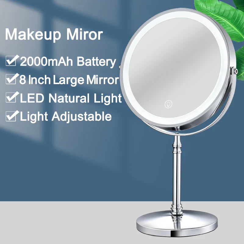 Gold Makeup Mirror With Light USB Charging Magnifying Vanity Mirror