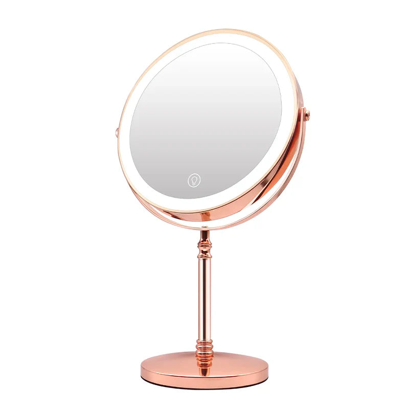 Gold Makeup Mirror With Light USB Charging Magnifying Vanity Mirror