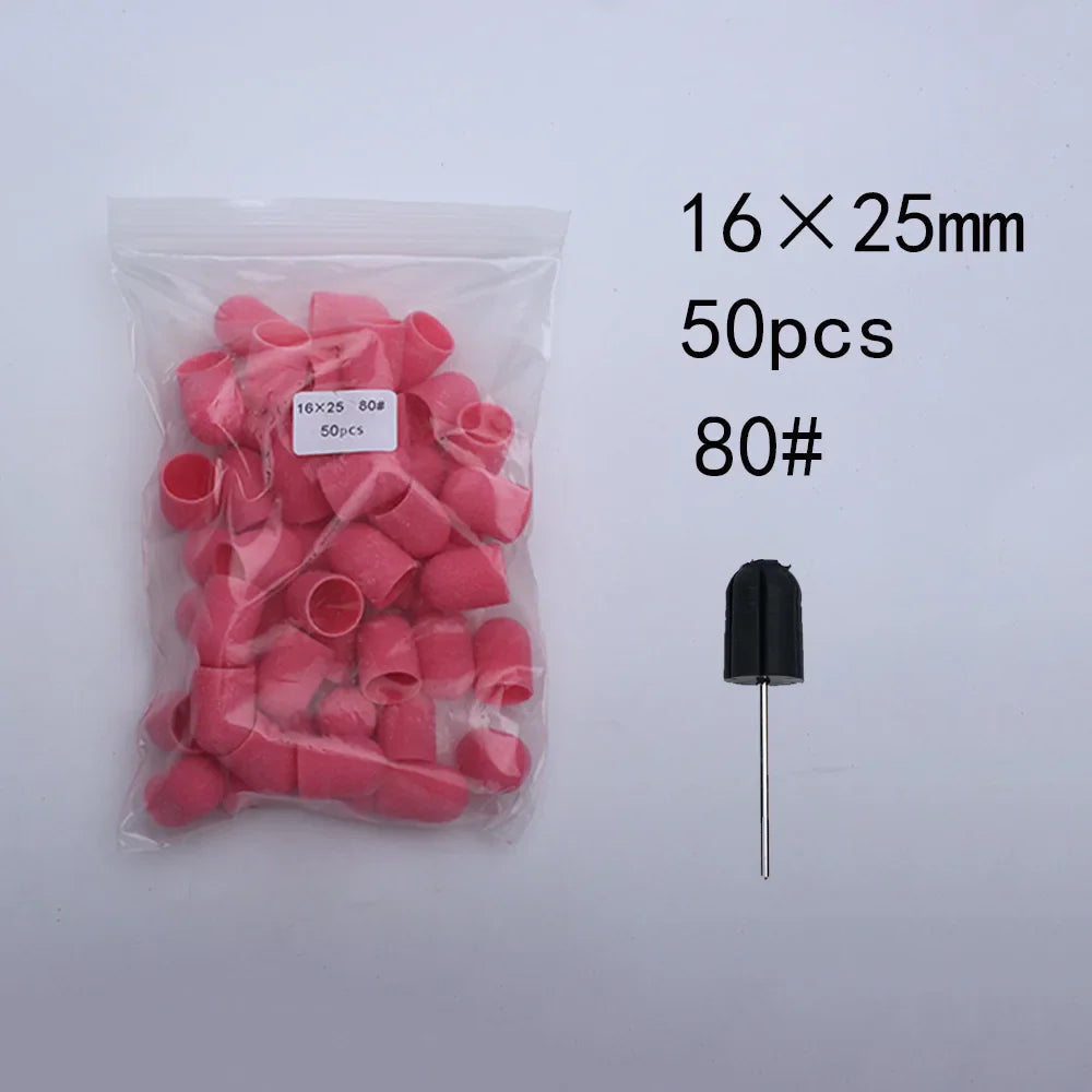 Nail Sanding Bands Caps Nail Drill Bit With Mandrel Pedicure Clean Tool
