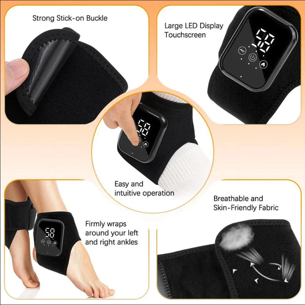 Electric Heat And Vibration Ankle Massager Infrared Hot Compress Therapy