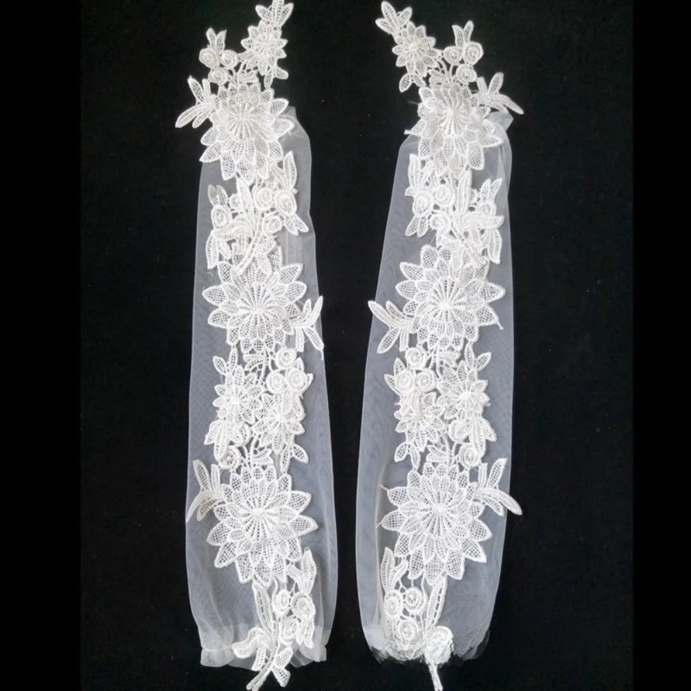 Fashion Fingerless Bridal Gloves Flower Embroidered Cosplay Gloves Lace