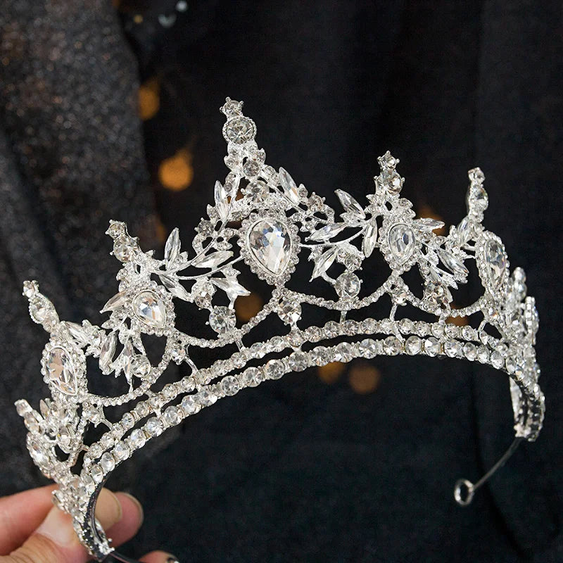 Silver Rhinestone Bridal Crown for Wedding & Birthday Party