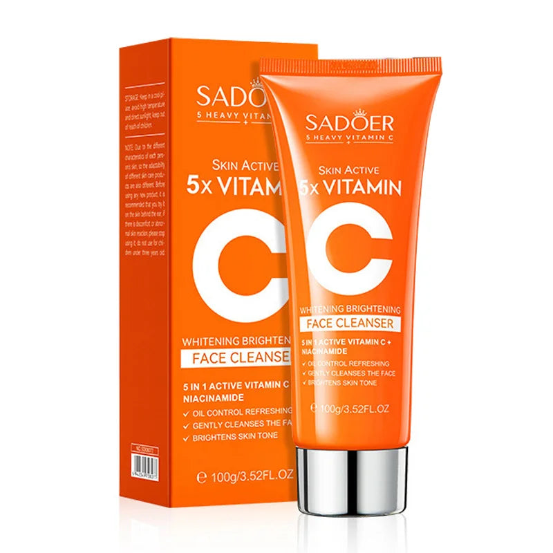 SADOER Vitamin C  Facial Cleanser Face Wash Foam Cleanser Deep Cleansing