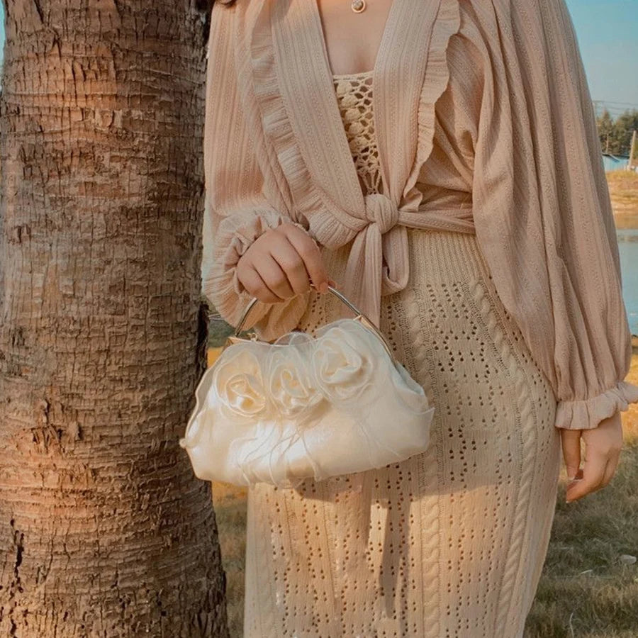 Embroidered Evening Handbags Pearl Chain Shoulder Bag All Party