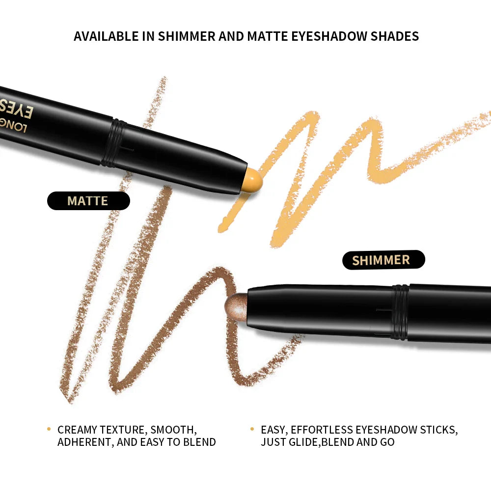 12 Colors Eyeshadow Pencil Stick Shimmer And Matte Waterproof Glitter