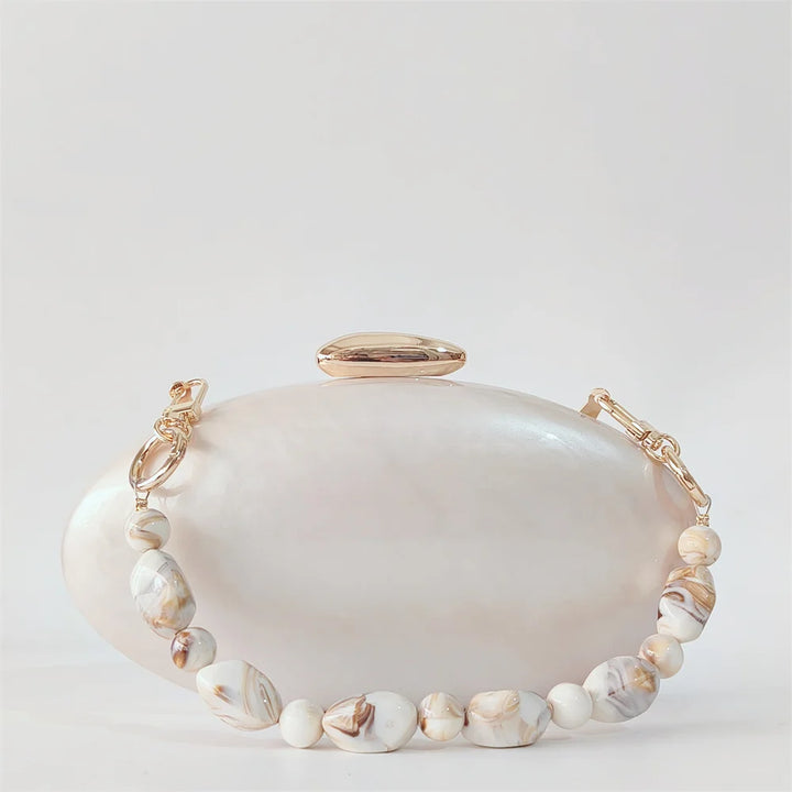 Handbag Summer Female Purse Egg Shape Clutch Bag  Pearl Purse