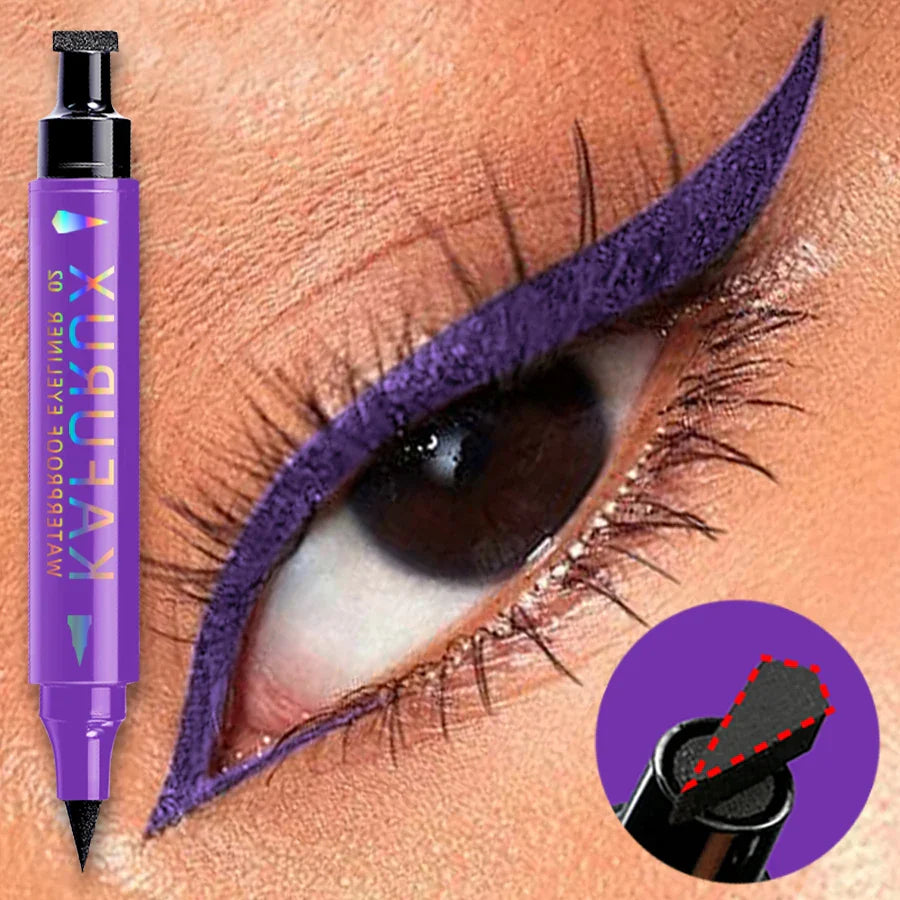 3-color Dual-ended stamp pen eyeliner smooth quick-drying eye makeup