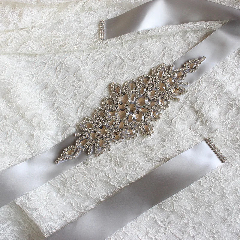 Bridal Belt With Crystal Rhinestones Handmade Wedding Belt