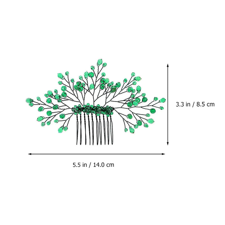 Crystal Leaf Hair Combs Wedding Bridal Accessories Vine Green European