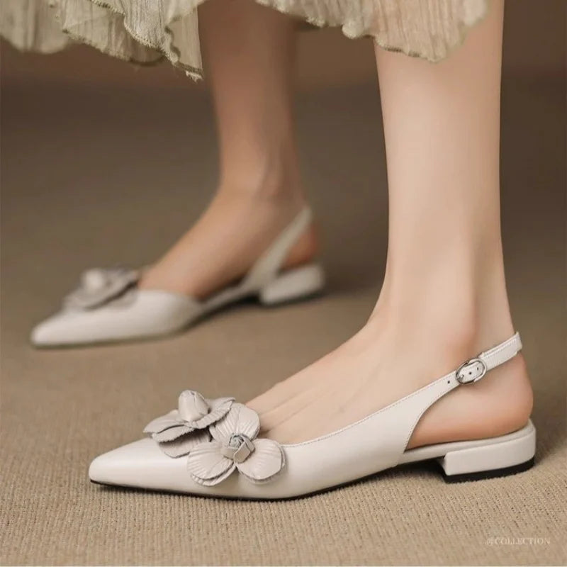 2026 High Quality Shallow Mouth Sandals Women's Back Trip Strap Heels