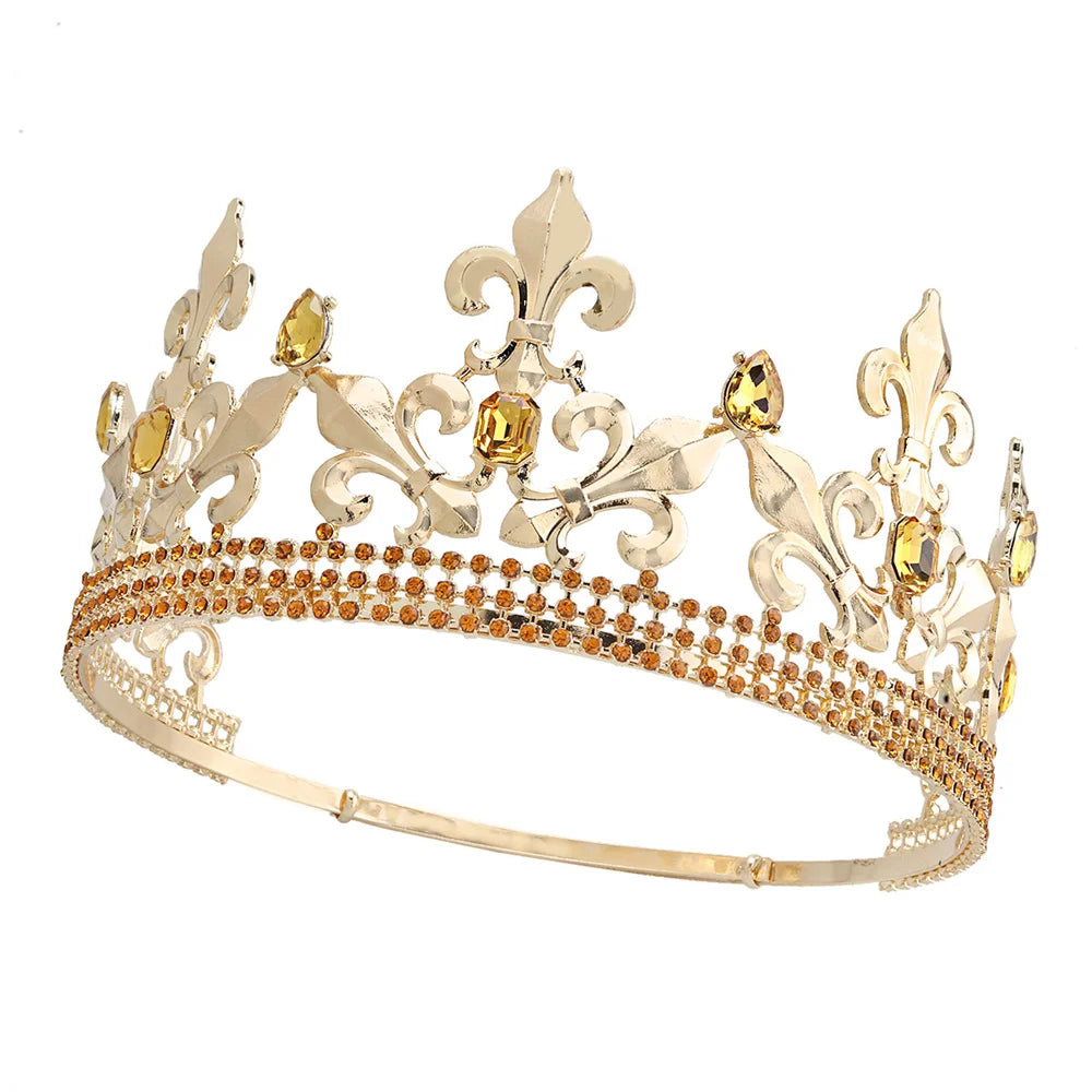 Adjustable Round Wedding King Tiara Crown Headpiece Hair Ornaments