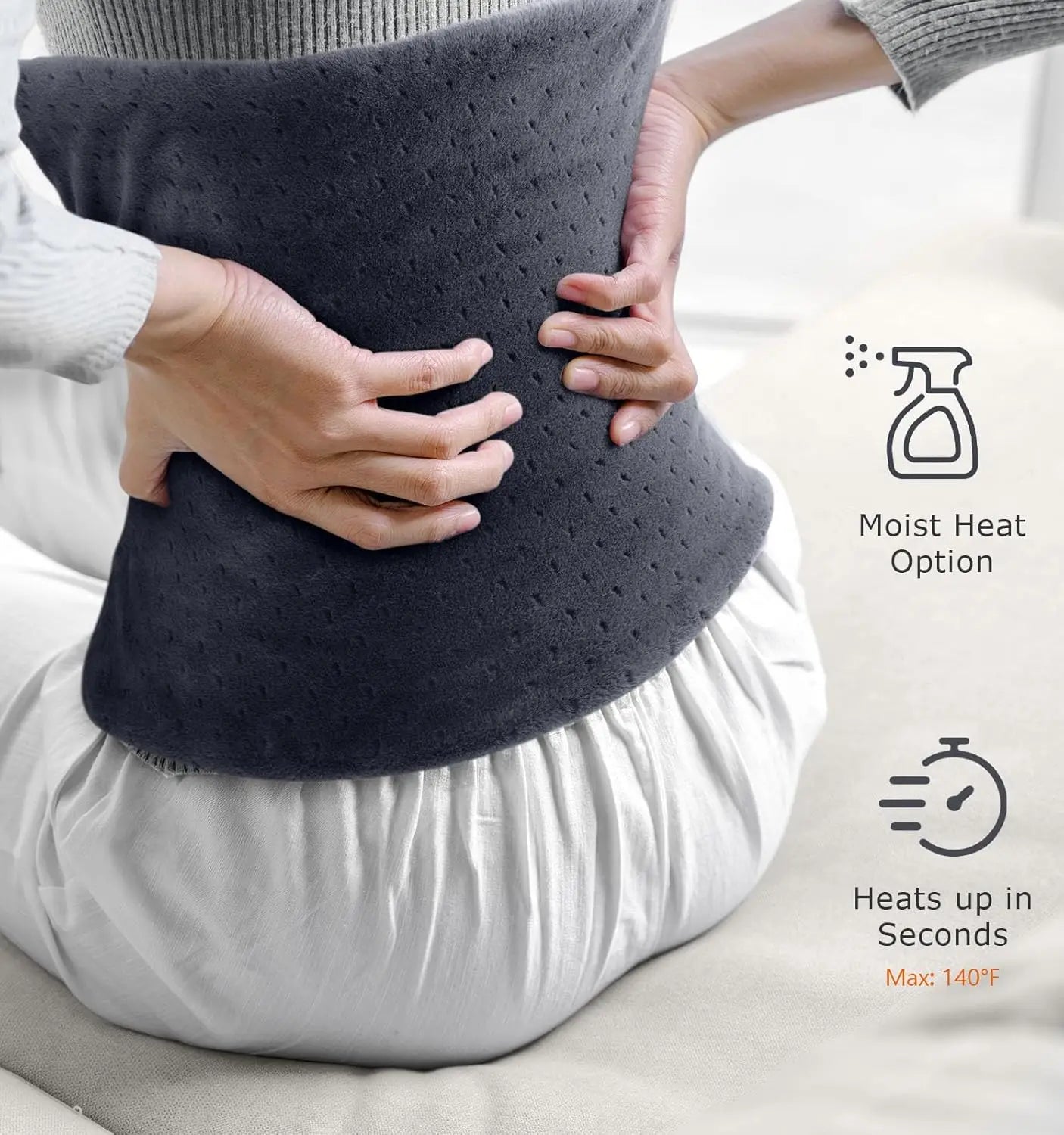 Electric Heating Pad for Back Pain Cramps, Neck & Shoulder