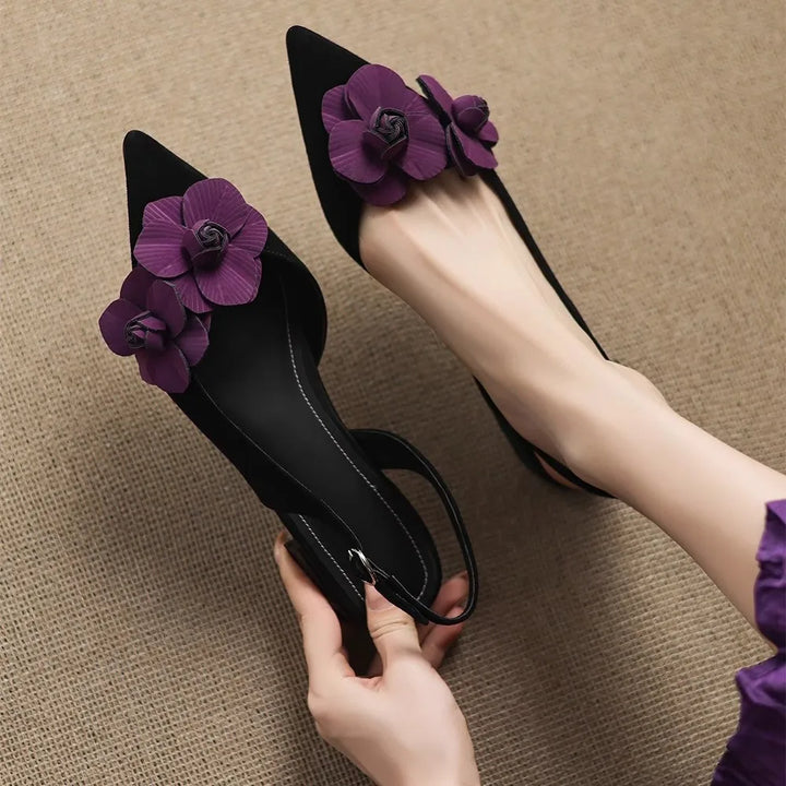 2026 High Quality Shallow Mouth Sandals Women's Back Trip Strap Heels