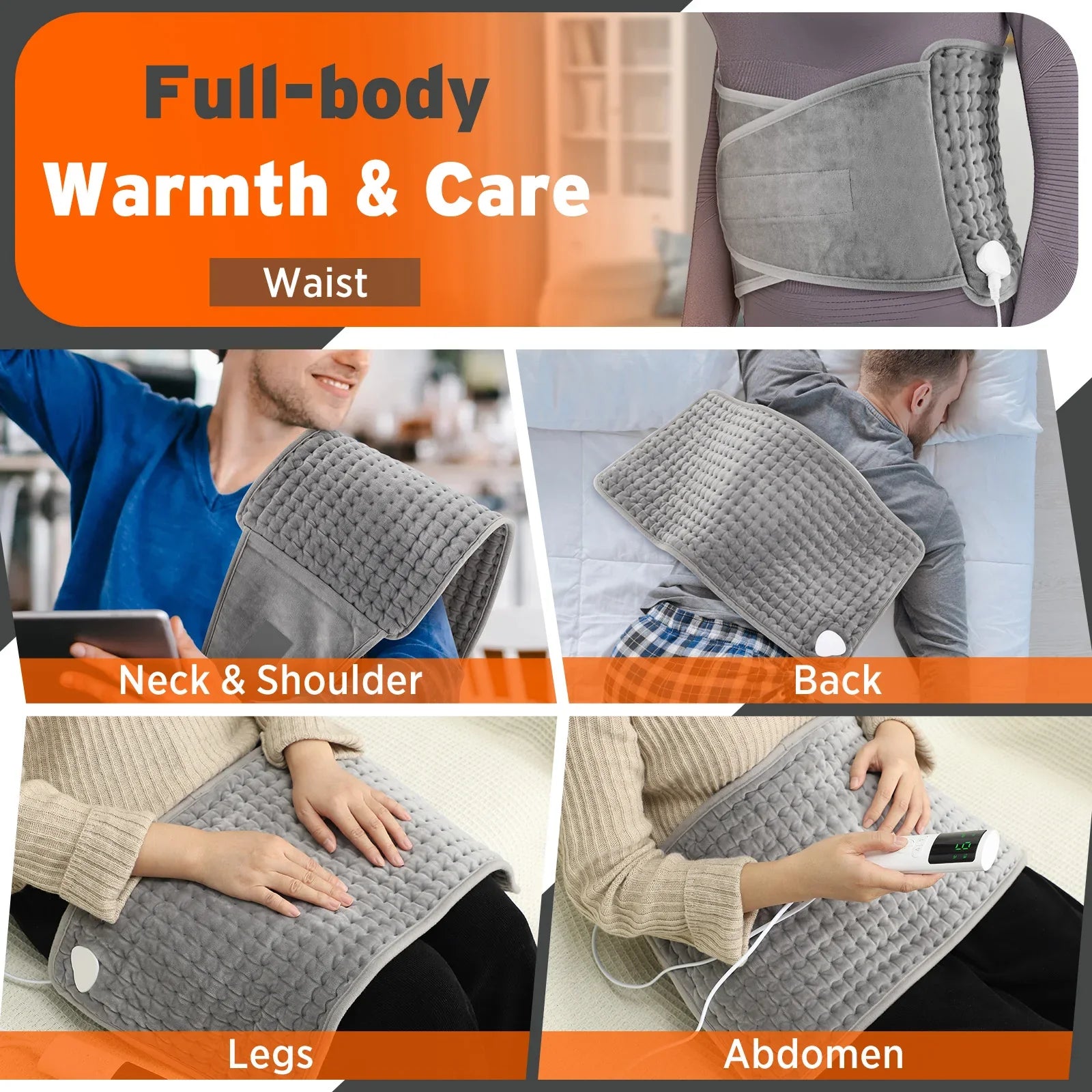 Electric Heating Pad Back Support Belt with Temperature Control Blanket