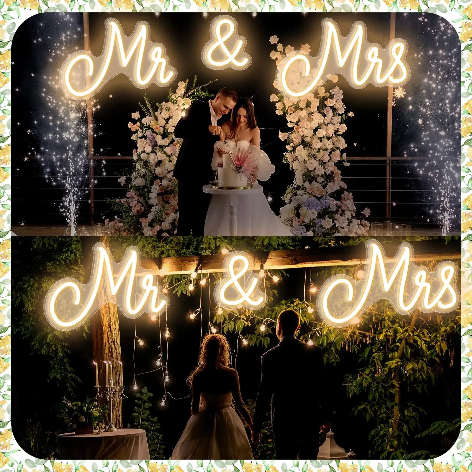 Mr Mrs Neon Sign LED Light with Dimmable Switch Wedding Sign