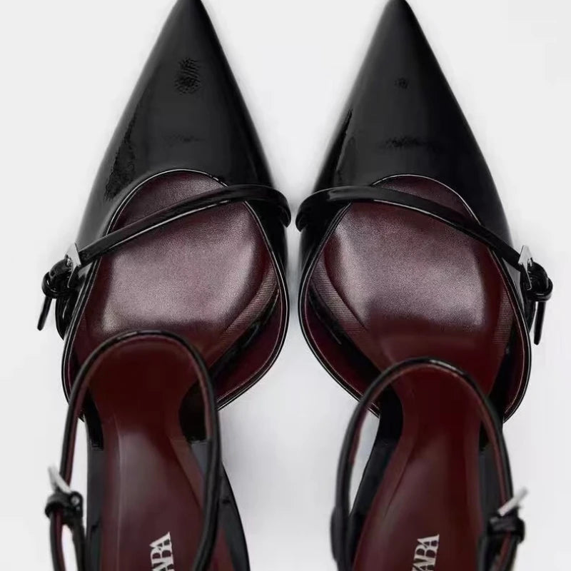 Women's Sexy Ankle-strap Heels Summer Patent Leather Luxury Sandals