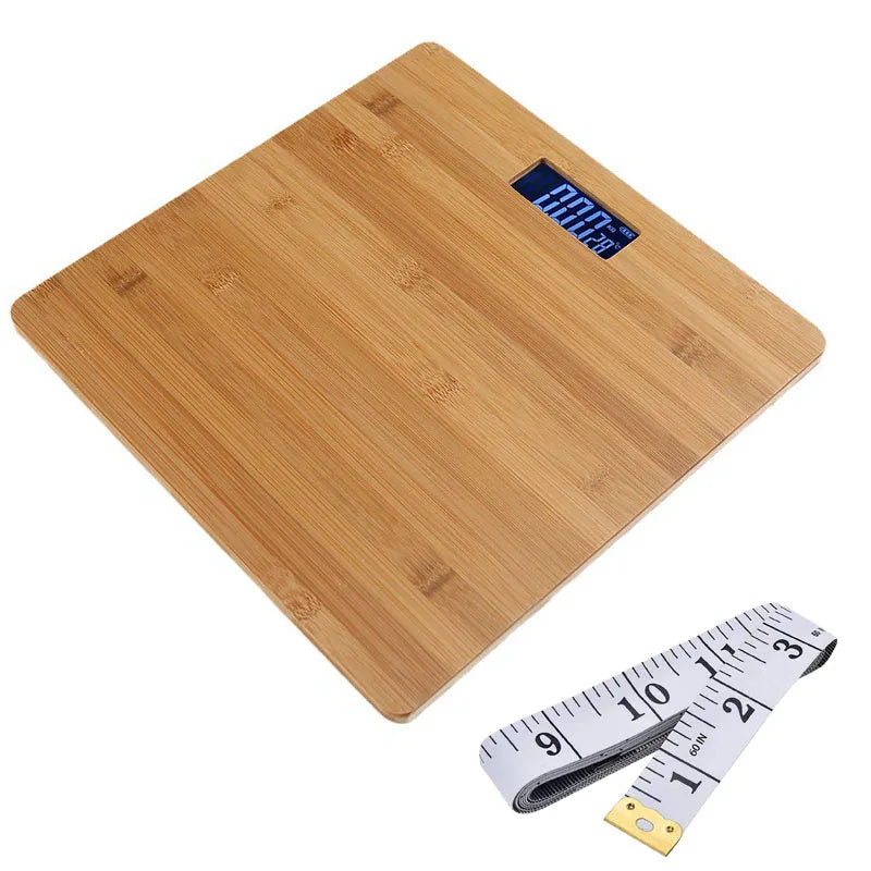 Wood Bathroom Scale Smart Body Fat Scale with 60 Inch Soft Measuring Tape