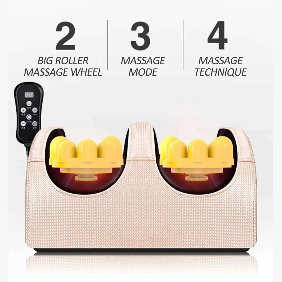 Electric Foot Massager Heating Therapy Hot Compression Kneading Roller