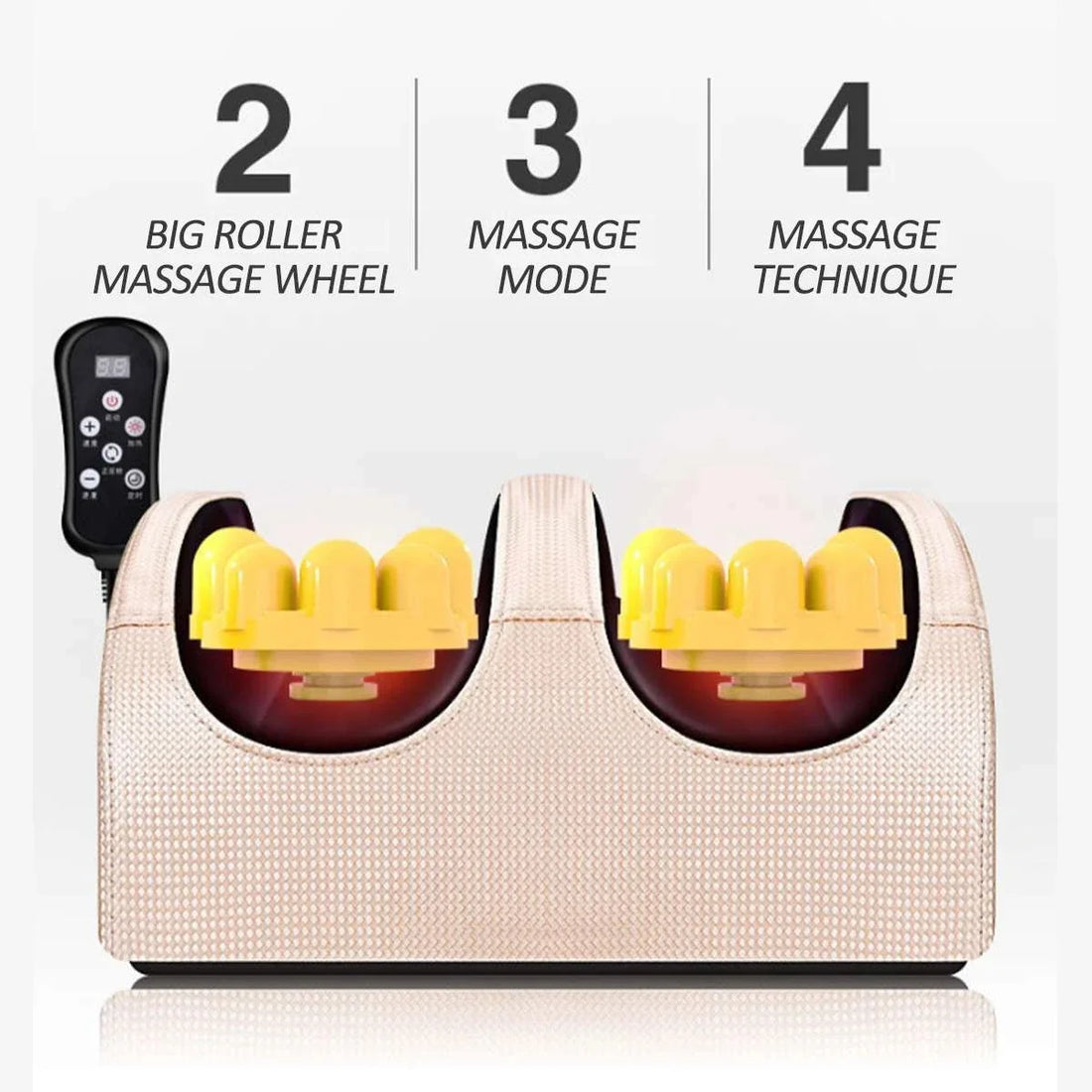Electric Foot Massager Heating Therapy Hot Compression Kneading Roller