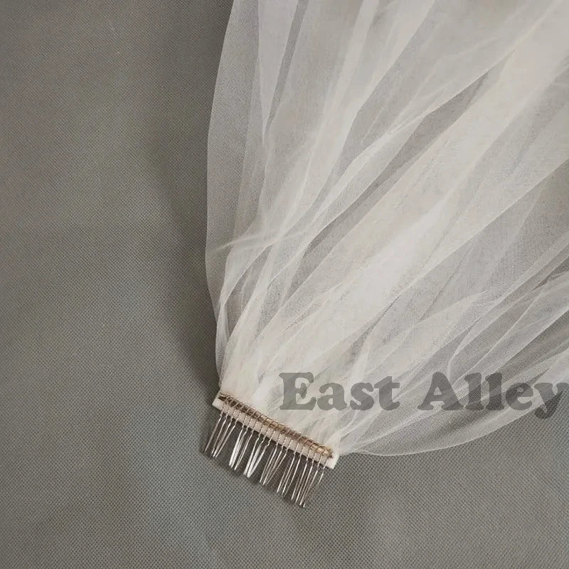 Customized Elegant Floral Lace Cathedral Wedding Veil Two Tier Ivory Bridal Veil