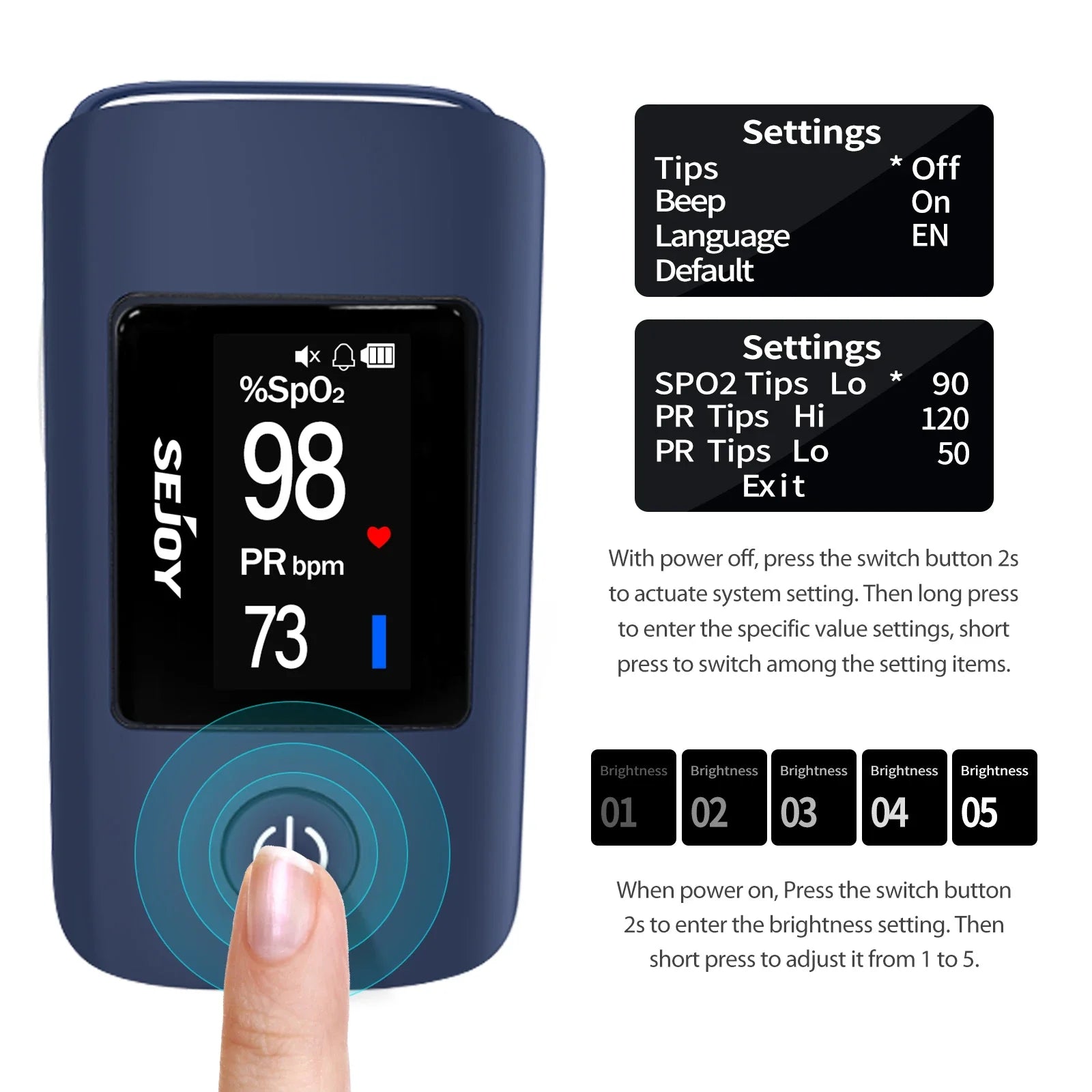 Sejoy Digital Wrist Blood Pressure Monitor,Finger Pulse Oximeter