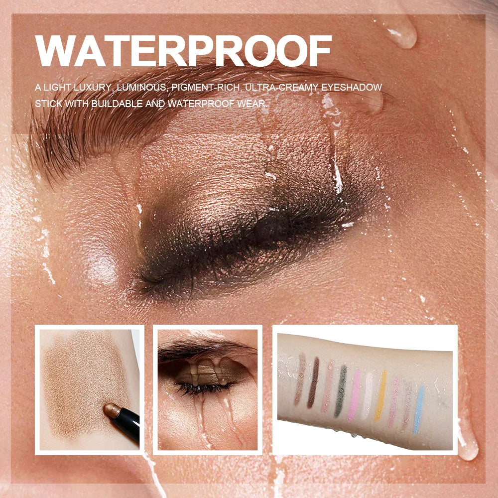 12 Colors Eyeshadow Pencil Stick Shimmer And Matte Waterproof Glitter