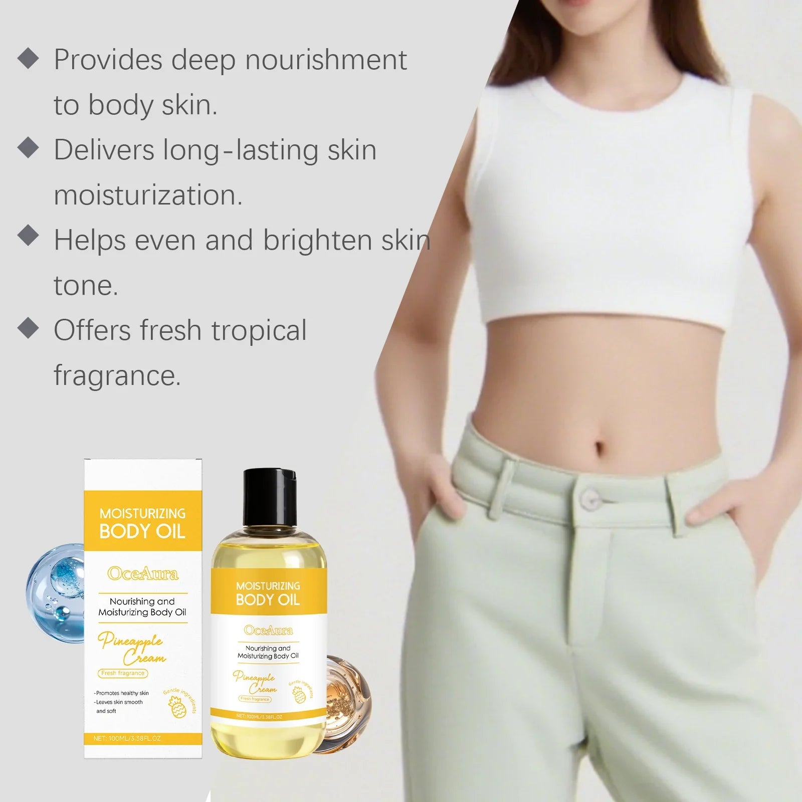 Pineapple Cream Body Oil Tropical Hydrating Dry Skin Treatment